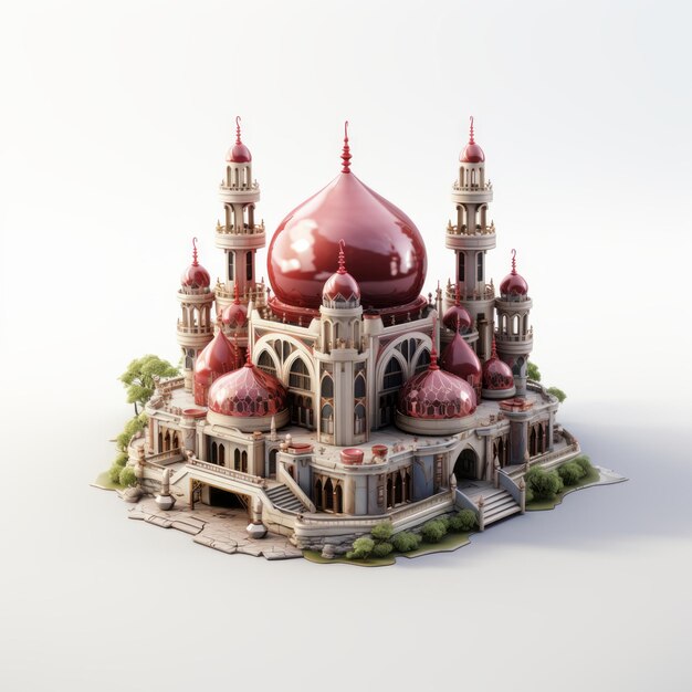 Photo 3d isometric artistry in representing islamic mosques