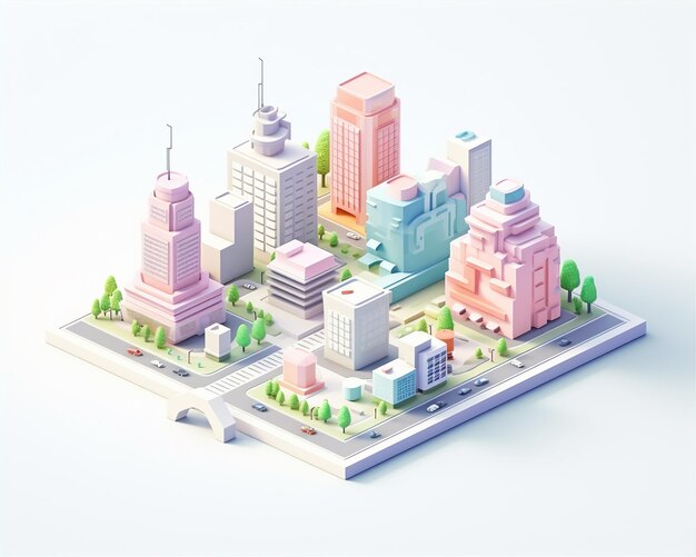 Photo 3d isometric city illustration