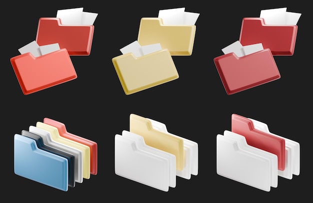 3d isometric folder icons