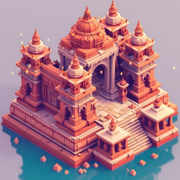 Photo 3d isometric hindu indian temple