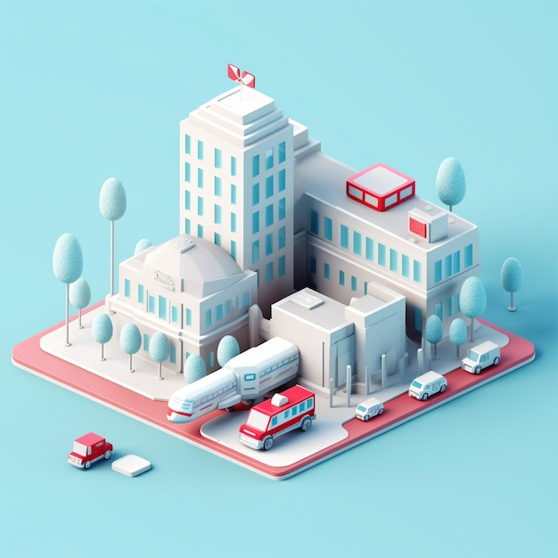 Photo 3d isometric hospital