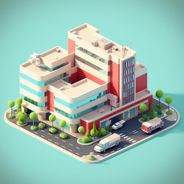 Photo 3d isometric hospital