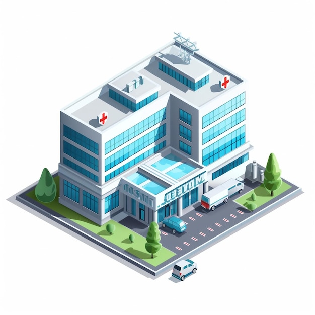 3d isometric hospital