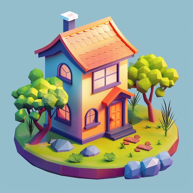 3d isometric house vibrant