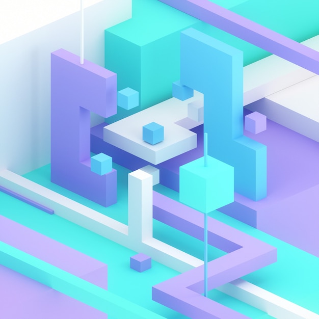 3d isometric illustration render cubes