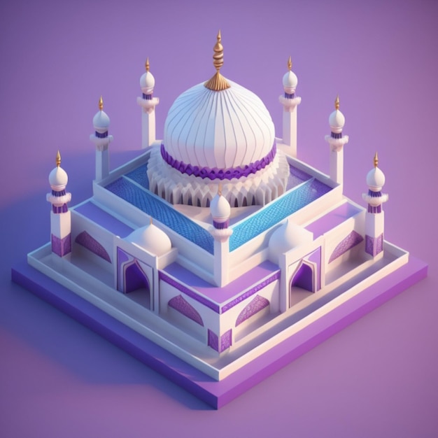 3d isometric mosque building ai generated