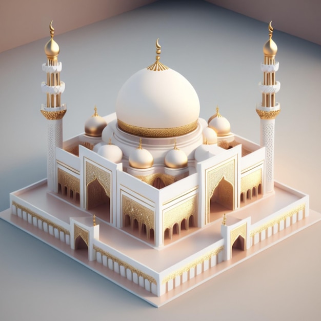 3D isometric mosque building AI generative