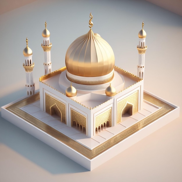 Photo 3d isometric mosque building ai generative