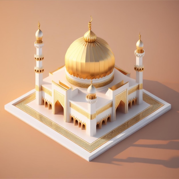3D isometric mosque building AI generative