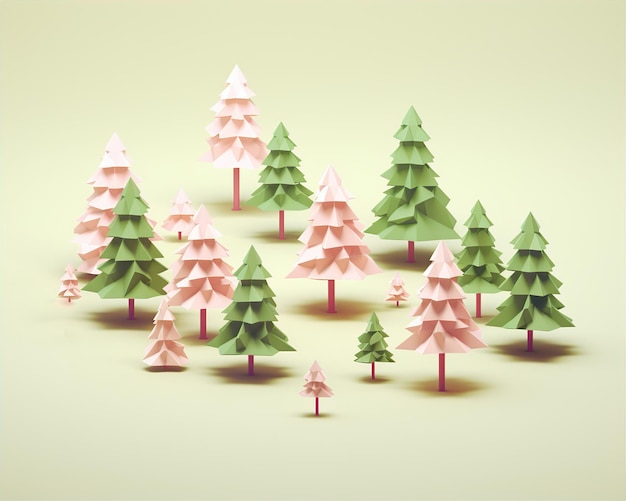 Photo 3d isometric trees illustration