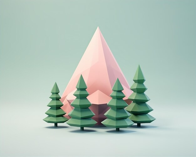 Photo 3d isometric trees illustration