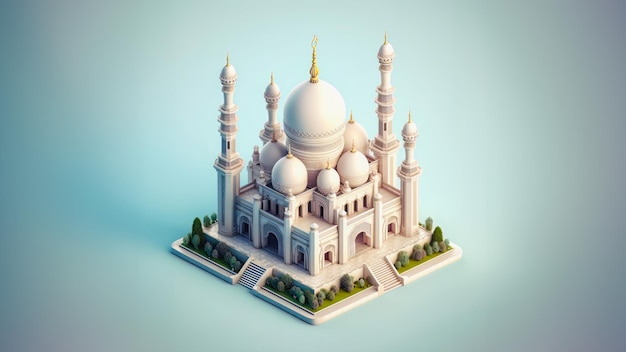 3d isometrische illustratie van een moskee
