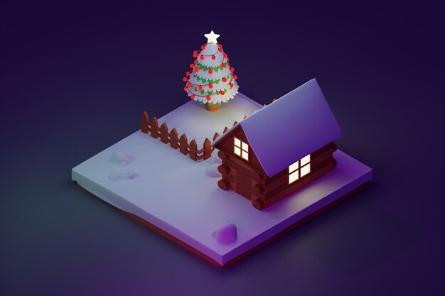 3d isometrische weergave met kerst- en nieuwjaarsconcept