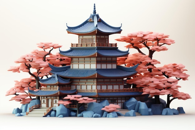 3d japan huis traditionele japanse huis japan toren