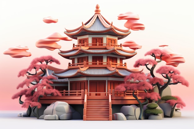 3d japan huis traditionele japanse huis japan toren