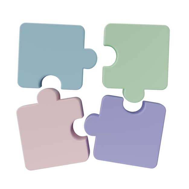 3D jigsaw puzzle pieces isolated on transparent background Problemsolving business connecting cooperation partnership concept