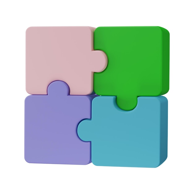 3D jigsaw puzzle pieces isolated on transparent background Problemsolving business connecting cooperation partnership concept