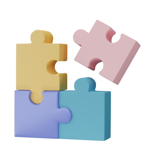 Photo 3d jigsaw puzzle pieces isolated on transparent background problemsolving business connecting cooperation partnership concept