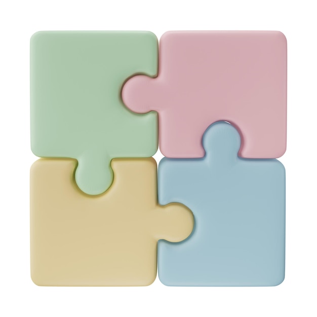 3D jigsaw puzzle pieces isolated on transparent background Problemsolving business connecting cooperation partnership concept