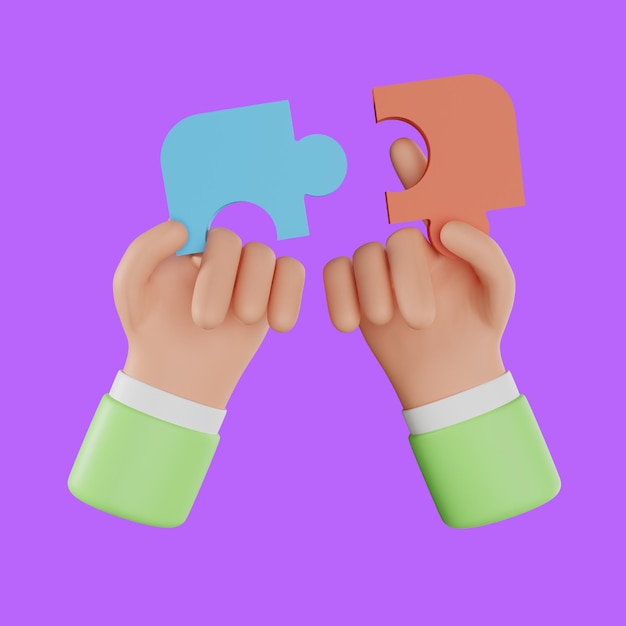 3D jigsaw puzzle pieces symbol of teamwork. 3d render of Business concept. Symbol of teamwork,