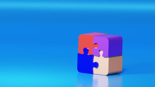 3D jigsaw puzzle pieces  Team work and Business concept solution 3d illustration