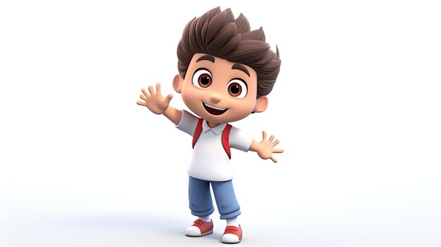 3D jongen schattig cartoon personage ai gegenereerd