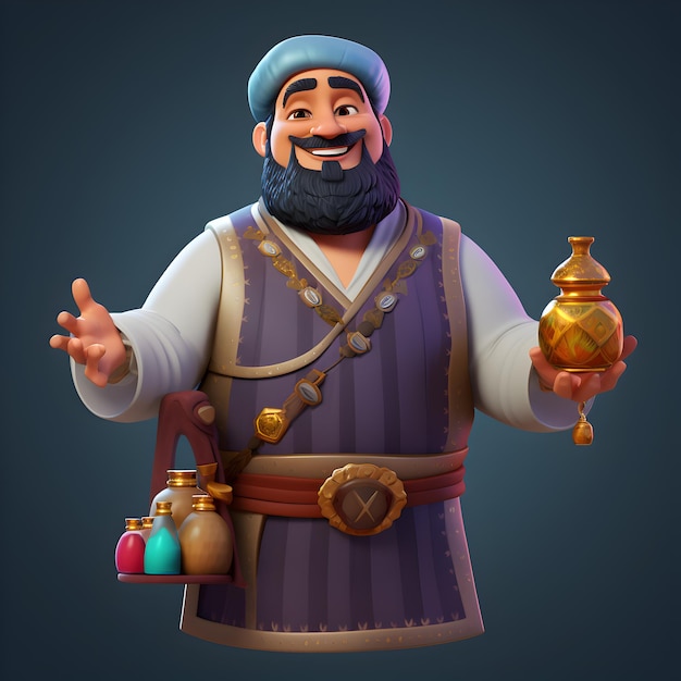 3D Journey with an Adorable Arabic Potion Vendor