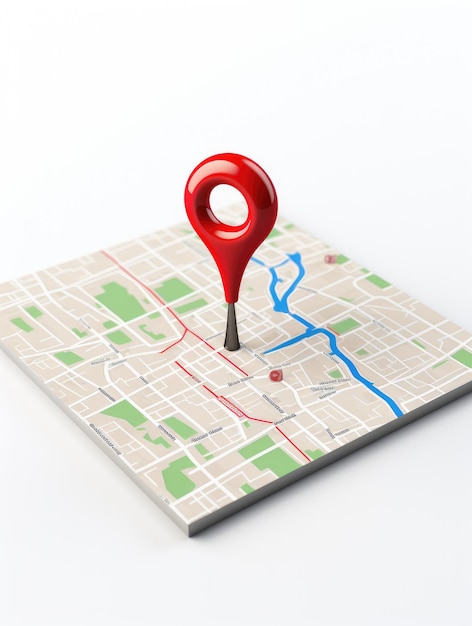 3D-kaart van de locatie van de reis Locatie van de kaart en de locatie pin of navigatie icoon teken
