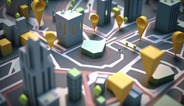3D-kaart van gebouwen navigator Generatieve AI