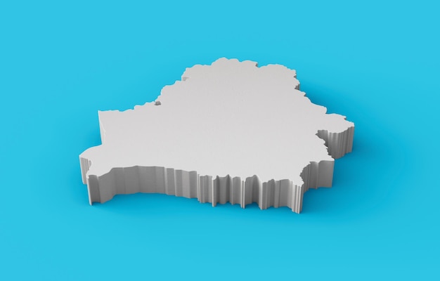 3D-kaart van Wit-Rusland Geografie Cartografie en topologie Zeeblauw oppervlak 3D-afbeelding