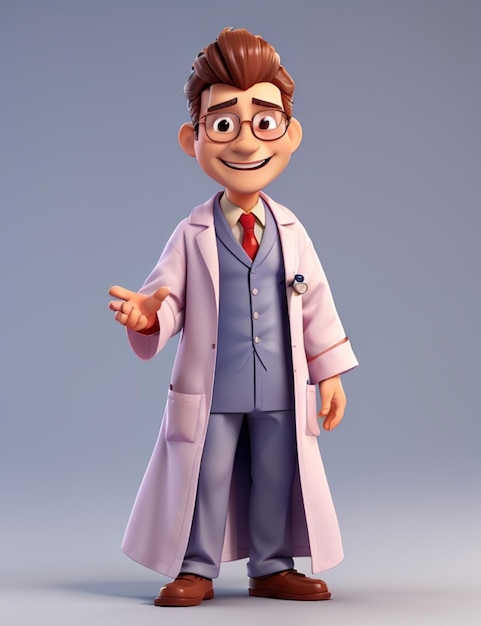 3D karakter dokter in een gewaad