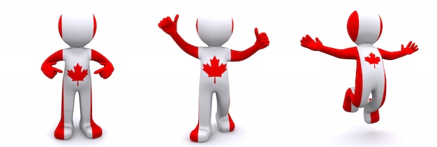 3d karakter geweven met vlag van Canada