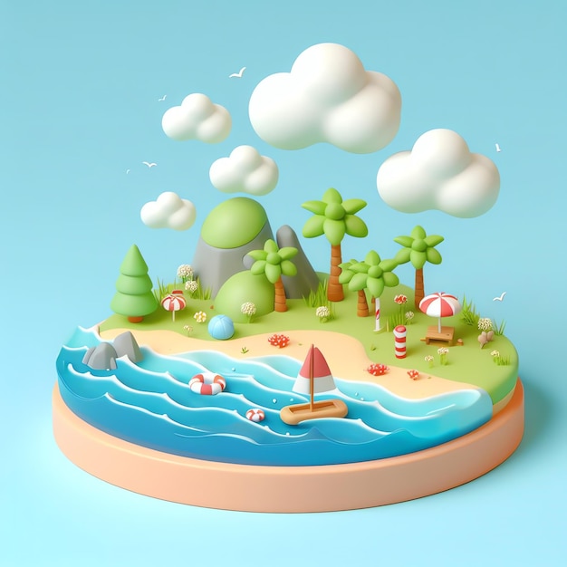 3D-karakterontwerp Illustratie isometrisch object winkel kantoor landschap voor behang voor kinderen