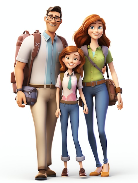 3D karakterportretten van familie