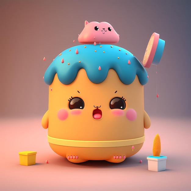 3D kawaii design character adorable and cute Illustration