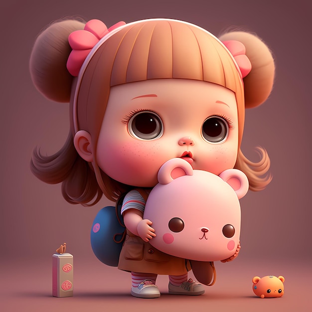 3 D kawaii デザイン キャラクターの愛らしいとかわいいイラスト