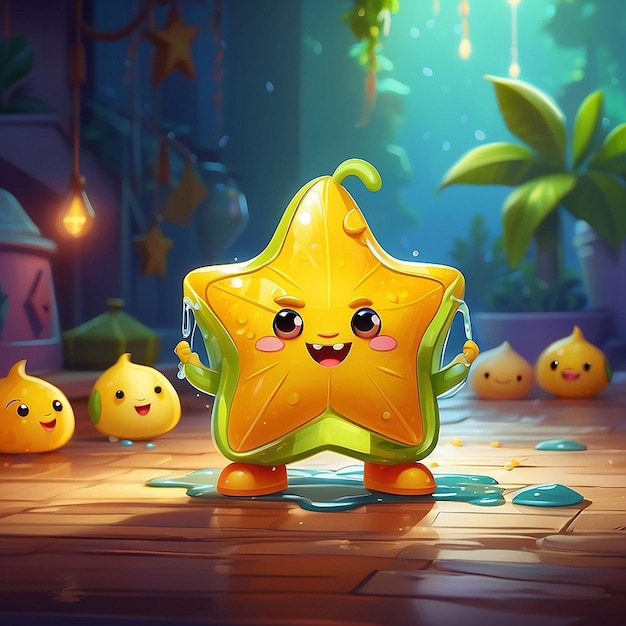 3d kawaii star fruit character