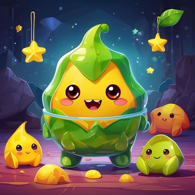 3d kawaii star fruit character