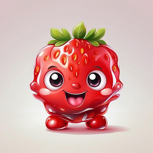 3d kawaii strawberry character