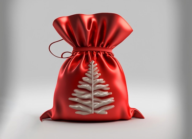 3D Kerst rode Santa39s zak op witte achtergrond
