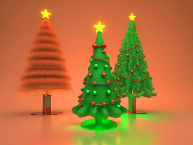 3d kerstboom neon kleur kerstboom kerstmis social media post