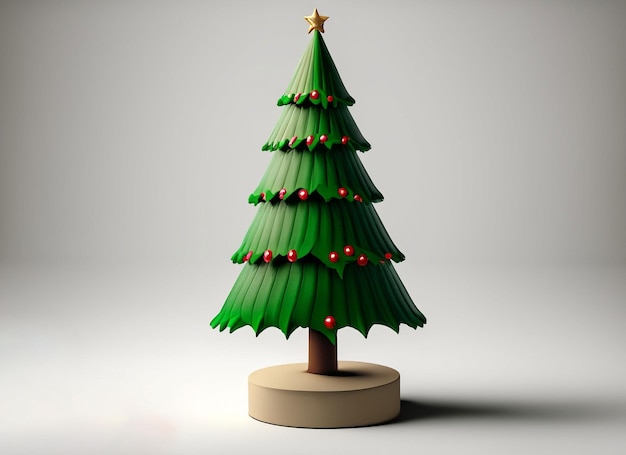 3D-kerstboom op witte achtergrond Kerst Concept