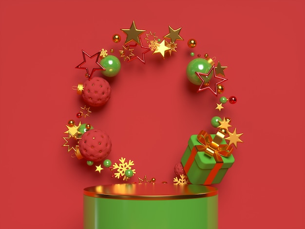 3d kersttafereel met podium