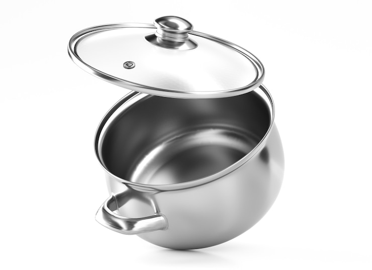 Foto 3d keukenpanconcept. 3d-gerenderde afbeelding