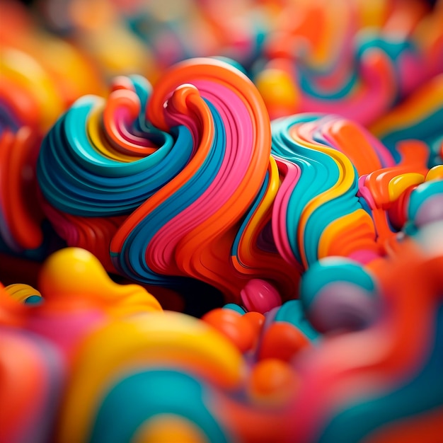 Foto 3d kleurrijke abstracte golven als achtergrond met vele kleuren geometrische vormen