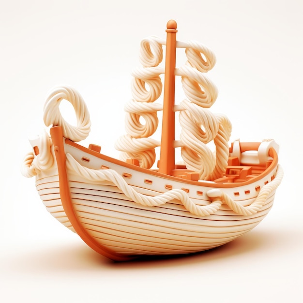 Foto 3d knot een zorgboot surrealistisch speelgoedschip met invloed van oude chinese kunst