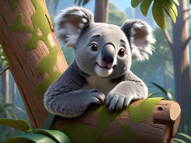 Photo a 3d koala cartoon character