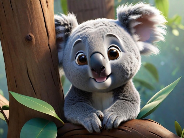 Foto un personaggio di cartoni animati koala 3d