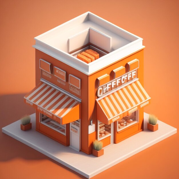 3D-koffiecafé gebouw AI generatief