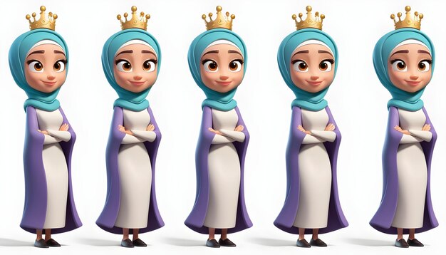 3D koningin personageset